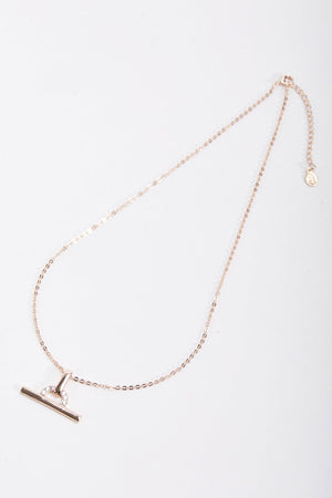 Rose Gold T-Bar Charm Necklace