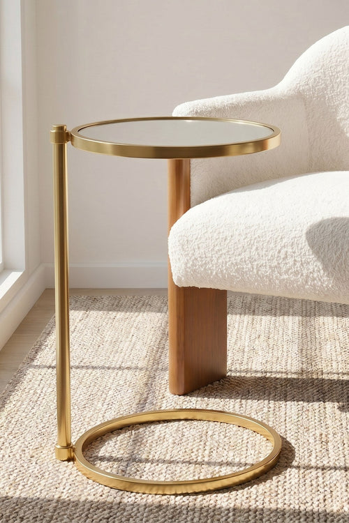 Round Mirrored Sofa Table