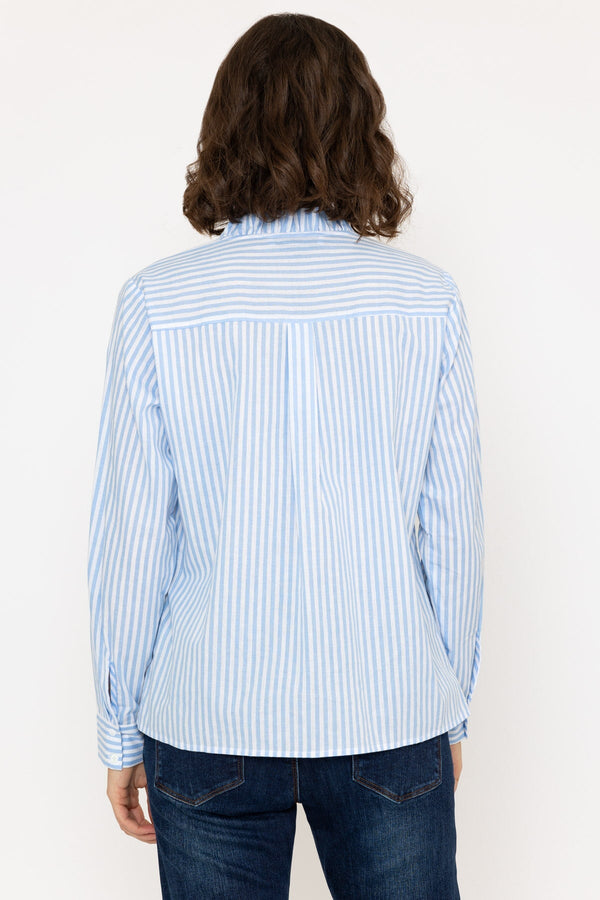 Carraig Donn Ruffle Stripe Shirt in Blue
