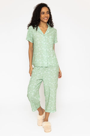 Carraig Donn Sage Floral Printed 3/4 Leg Pyjama Set