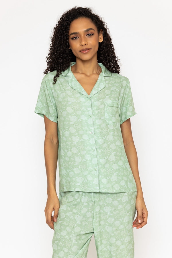 Carraig Donn Sage Floral Printed 3/4 Leg Pyjama Set
