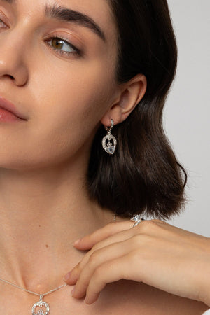 Carraig Donn Sapphire Stone Claddagh Hoop Earrings