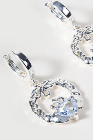 Carraig Donn Sapphire Stone Claddagh Hoop Earrings