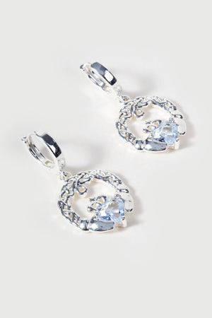 Carraig Donn Sapphire Stone Claddagh Hoop Earrings