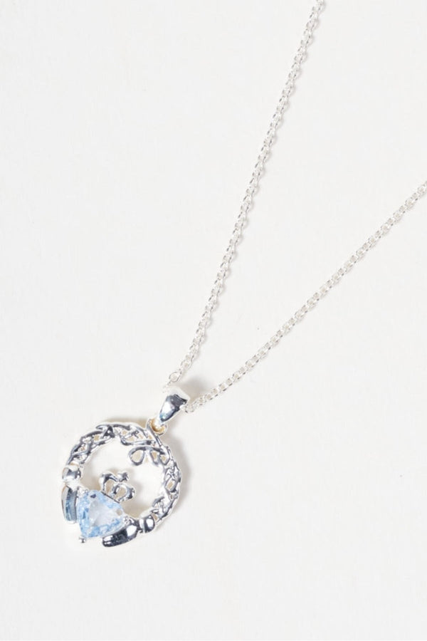 Carraig Donn Sapphire Stone Claddagh Pendant Necklace