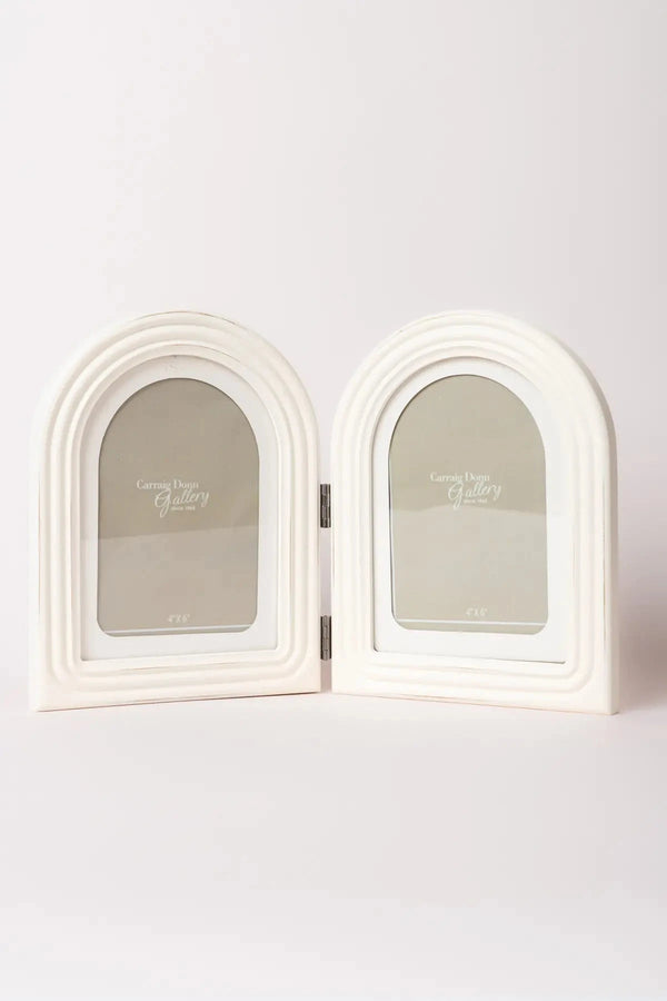 Carraig Donn Sarah Beaded White Double Photo Frame 4x6
