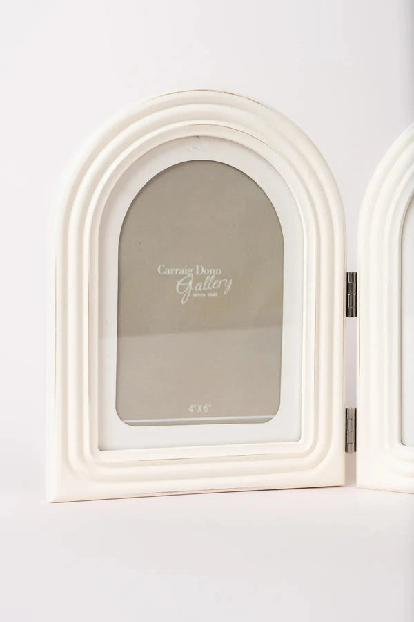Carraig Donn Sarah Beaded White Double Photo Frame 4x6