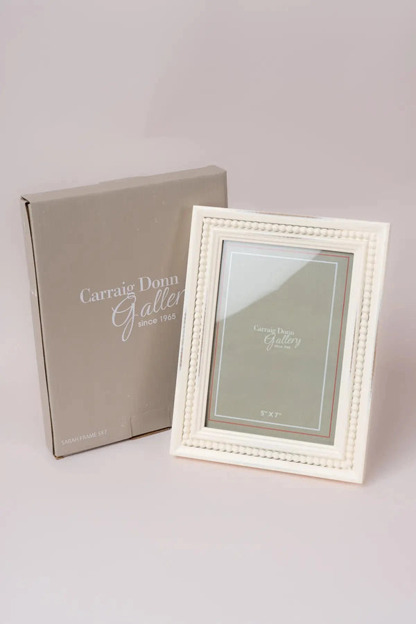Carraig Donn Sarah Beaded White Photo Frame 5x7