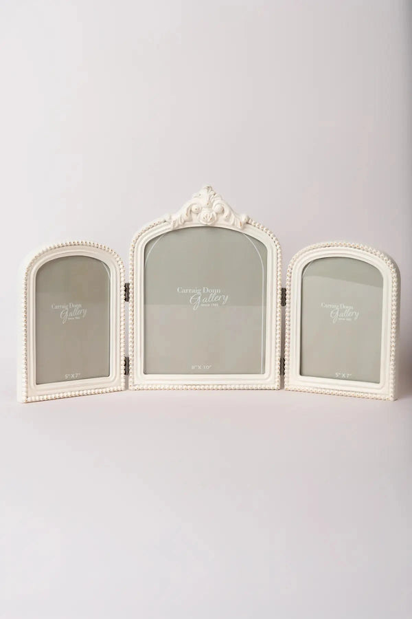 Carraig Donn Sarah Beaded White Triple Photo Frame