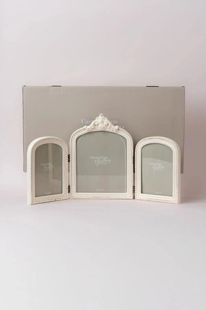 Carraig Donn Sarah Beaded White Triple Photo Frame