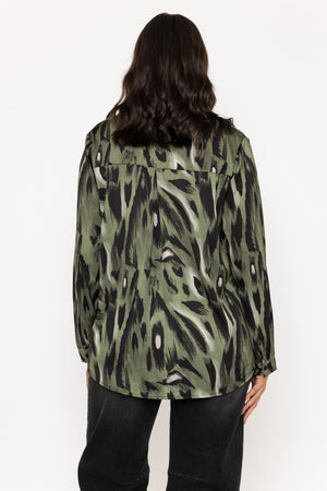 Carraig Donn Sateen Khaki and Black Print Shirt