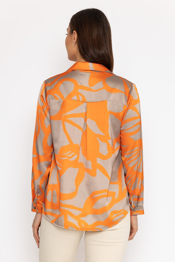 Carraig Donn Sateen Shirt in Orange Print