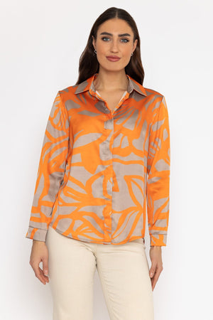 Sateen Shirt in Orange Print