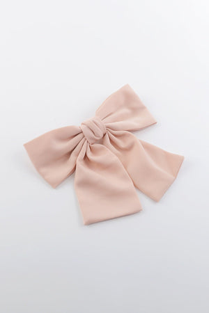 Satin Bow Hair Clip in Pink
