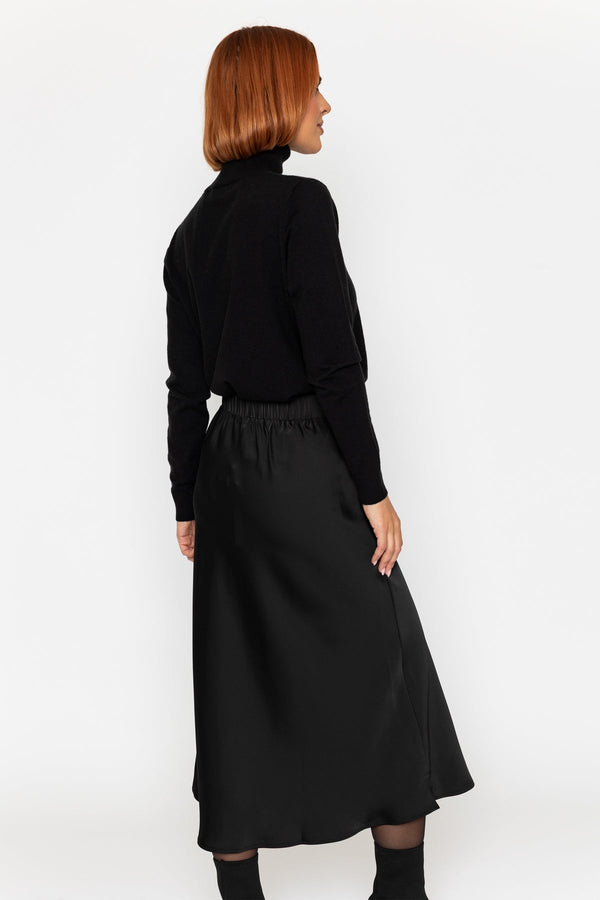 Carraig Donn Satin Midi Skirt in Black