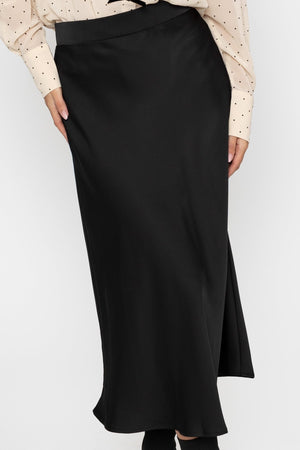 Carraig Donn Satin Midi Skirt in Black