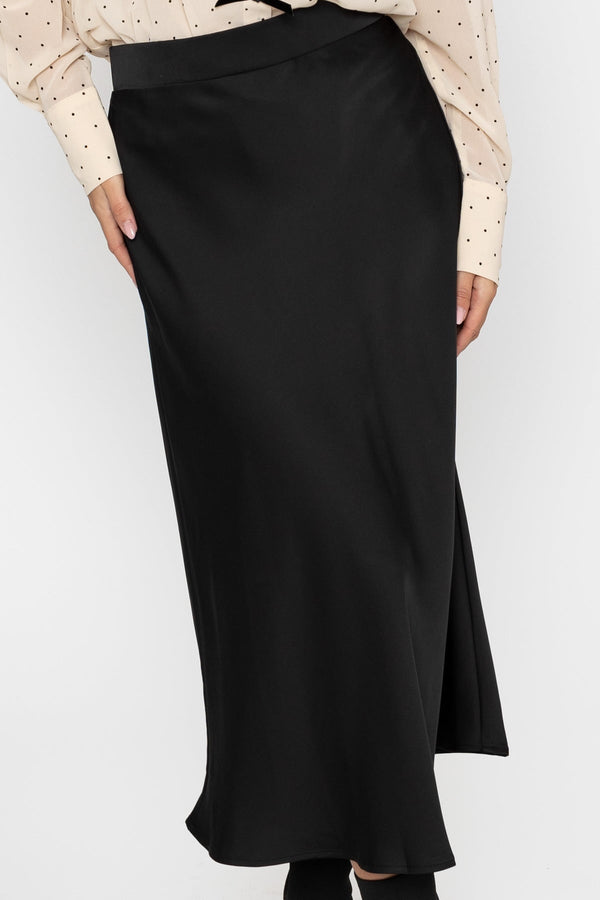 Carraig Donn Satin Midi Skirt in Black
