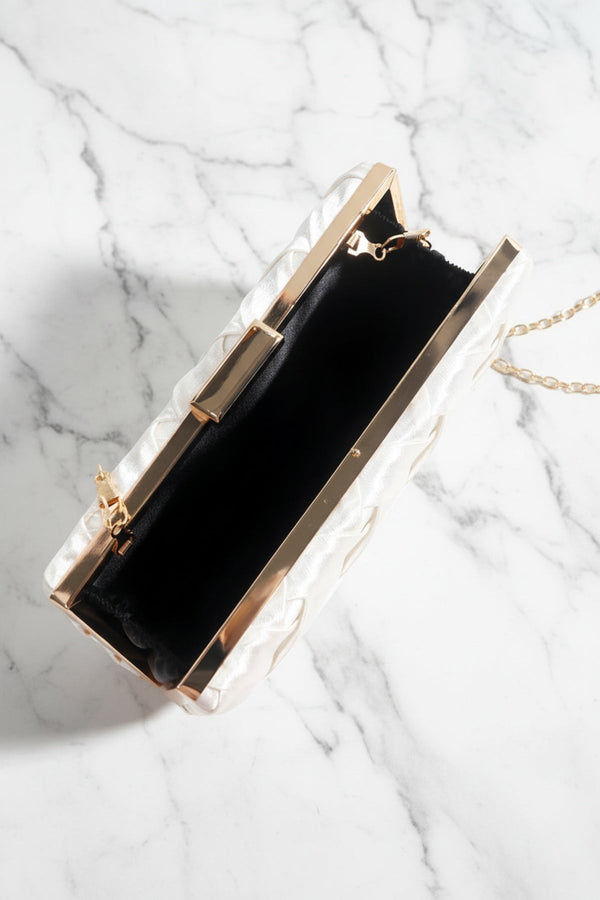 Carraig Donn Satin Weave Clutch in Cream