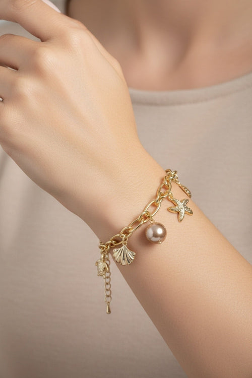 Gold Sealife Charm Bracelet