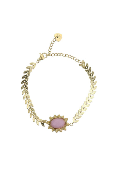 Carraig Donn Semi Precious Pink Jade Stone Bracelet