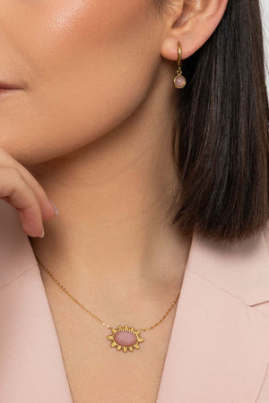 Semi Precious Pink Jade Stone Necklace