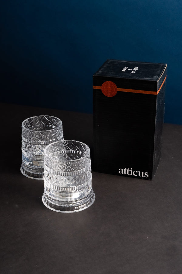 Carraig Donn Set Of 2 Crystal Whiskey Glasses with Glass Coaster
