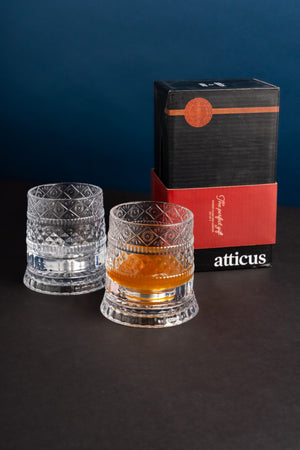 Carraig Donn Set Of 2 Crystal Whiskey Glasses with Glass Coaster