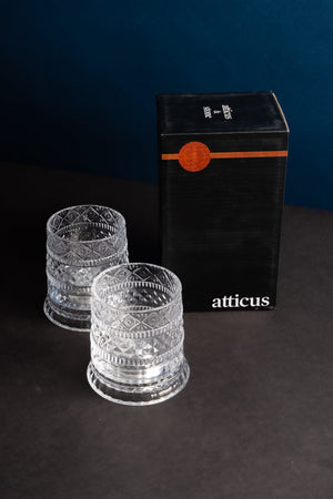 Carraig Donn Set Of 2 Crystal Whiskey Glasses with Glass Coaster