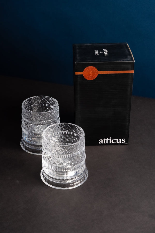 Carraig Donn Set Of 2 Crystal Whiskey Glasses with Glass Coaster