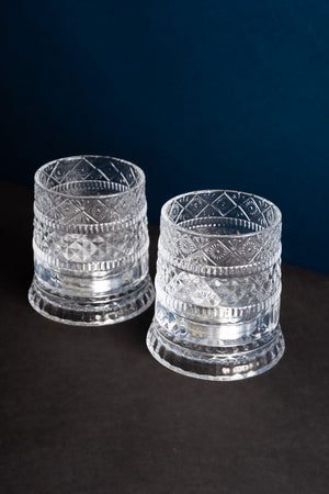 Carraig Donn Set Of 2 Crystal Whiskey Glasses with Glass Coaster