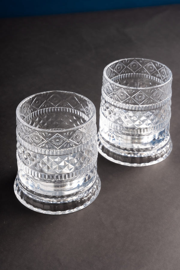 Carraig Donn Set Of 2 Crystal Whiskey Glasses with Glass Coaster