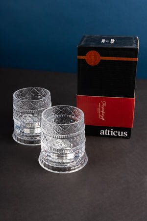 Carraig Donn Set Of 2 Crystal Whiskey Glasses with Glass Coaster