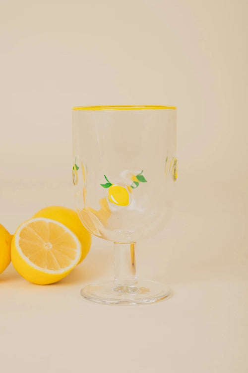Set of 2 Lemon Goblet Glasses
