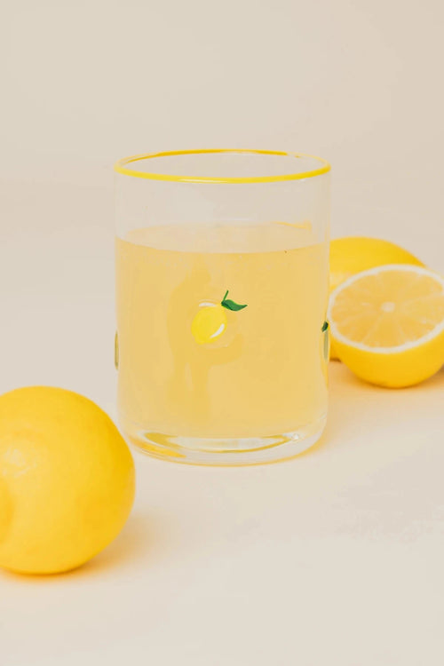 Set Of 2 Lemon Tumbler Glasses