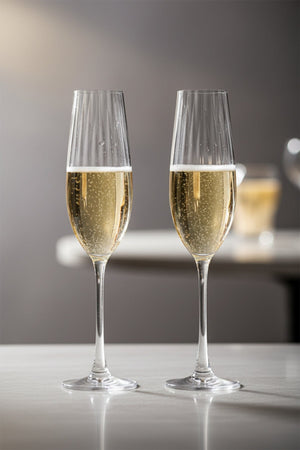 Carraig Donn Set Of 2 Ripple Crystal Champagne Glasses