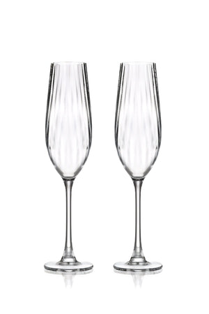 Carraig Donn Set Of 2 Ripple Crystal Champagne Glasses