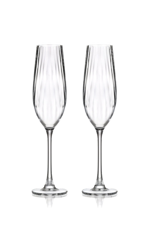 Carraig Donn Set Of 2 Ripple Crystal Champagne Glasses