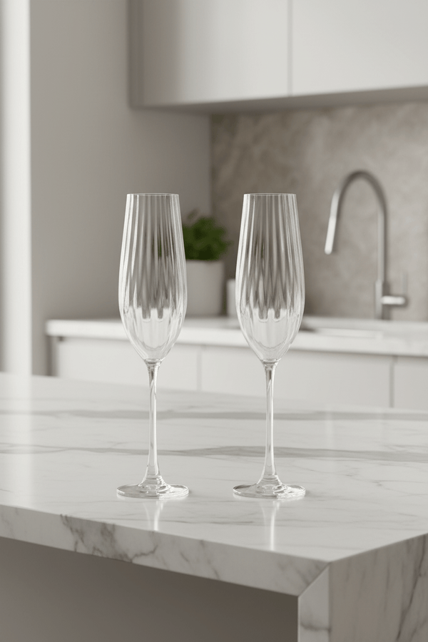 Carraig Donn Set Of 2 Ripple Crystal Champagne Glasses