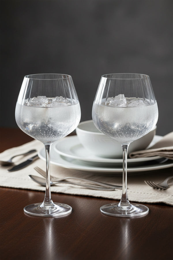 Carraig Donn Set Of 2 Ripple Crystal Gin Glasses