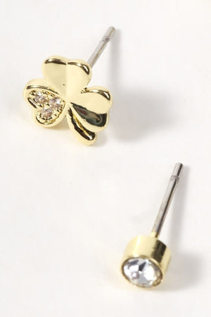 Carraig Donn Set of 2 Shamrock & Stone Stud Earrings
