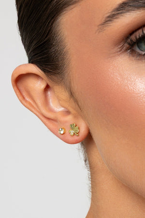 Carraig Donn Set of 2 Shamrock & Stone Stud Earrings