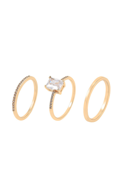 Set of 3 Crystal Stacking Ring Size 7