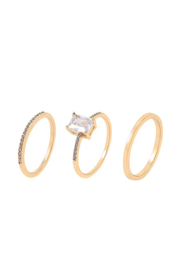 Carraig Donn Set of 3 Crystal Stacking Ring Size 7