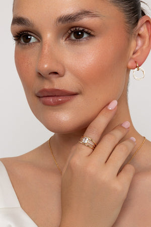 Carraig Donn Set of 3 Crystal Stacking Ring Size 7