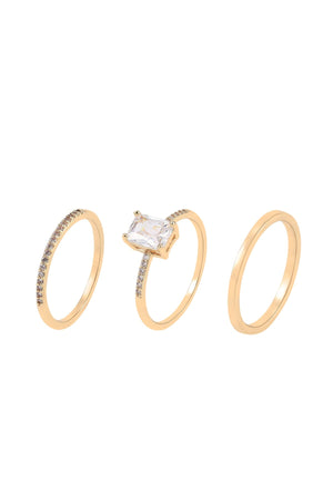 Carraig Donn Set of 3 Crystal Stacking Ring Size 8