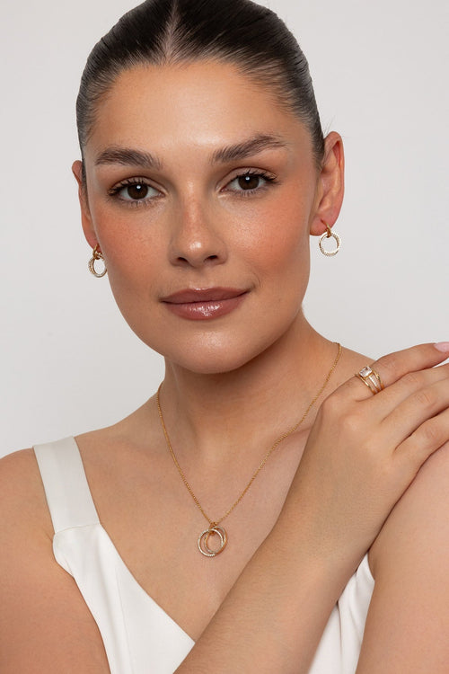Carraig Donn Set of 3 Crystal Stacking Ring Size 8
