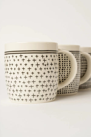 Carraig Donn Set Of 4 Black & White Doodle Mugs