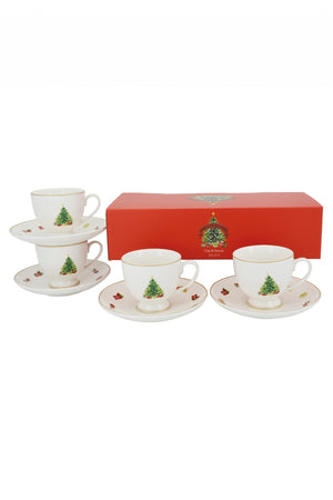 Carraig Donn Set Of 4 Christmas Tree Cup & Saucer