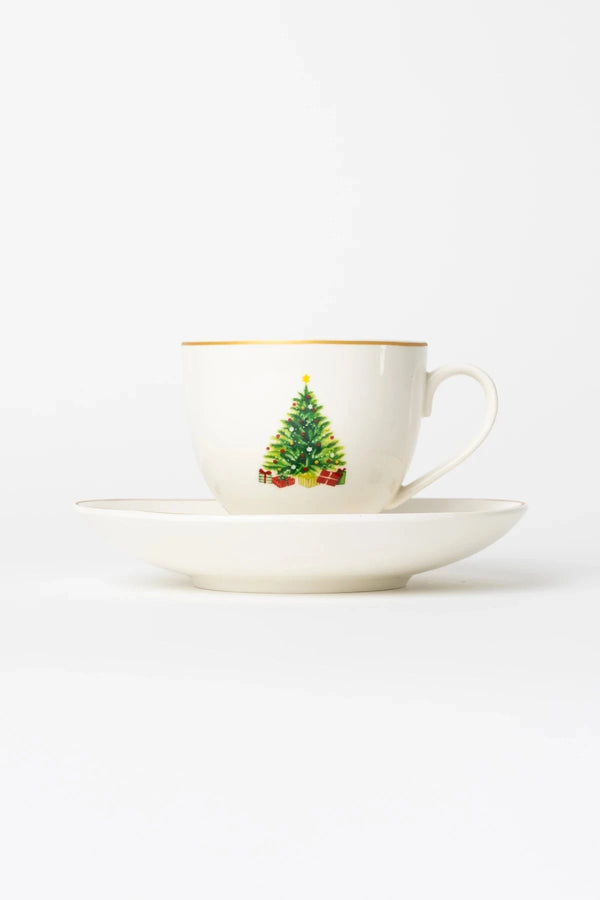 Carraig Donn Set Of 4 Christmas Tree Cup & Saucer
