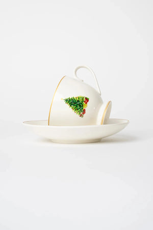 Carraig Donn Set Of 4 Christmas Tree Cup & Saucer
